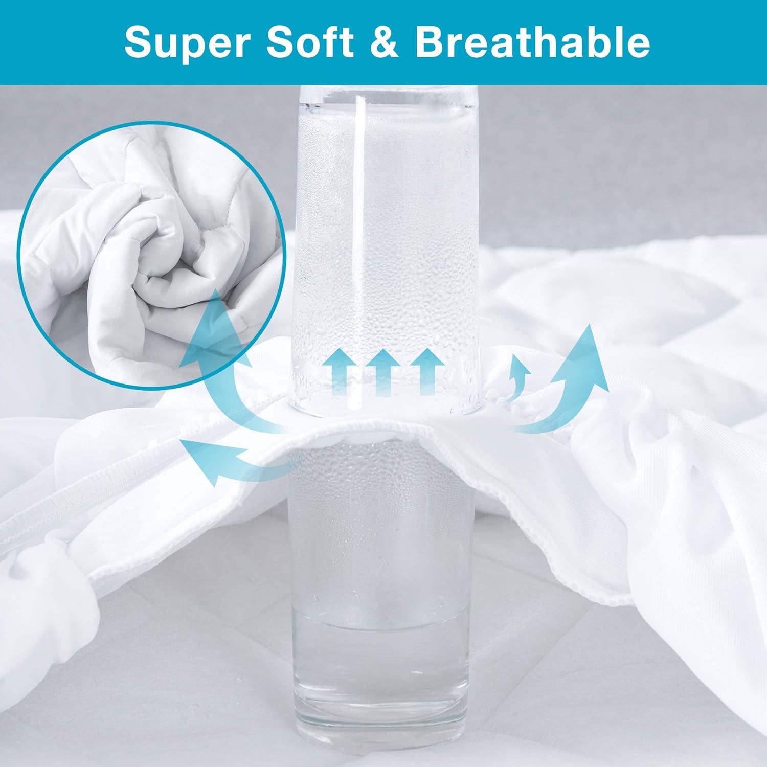 imageLunsing Full XL Waterproof Mattress Protector Soft Breathable Full Extra Long Size Mattress Pad Cover 616 inches Deep Pocket White