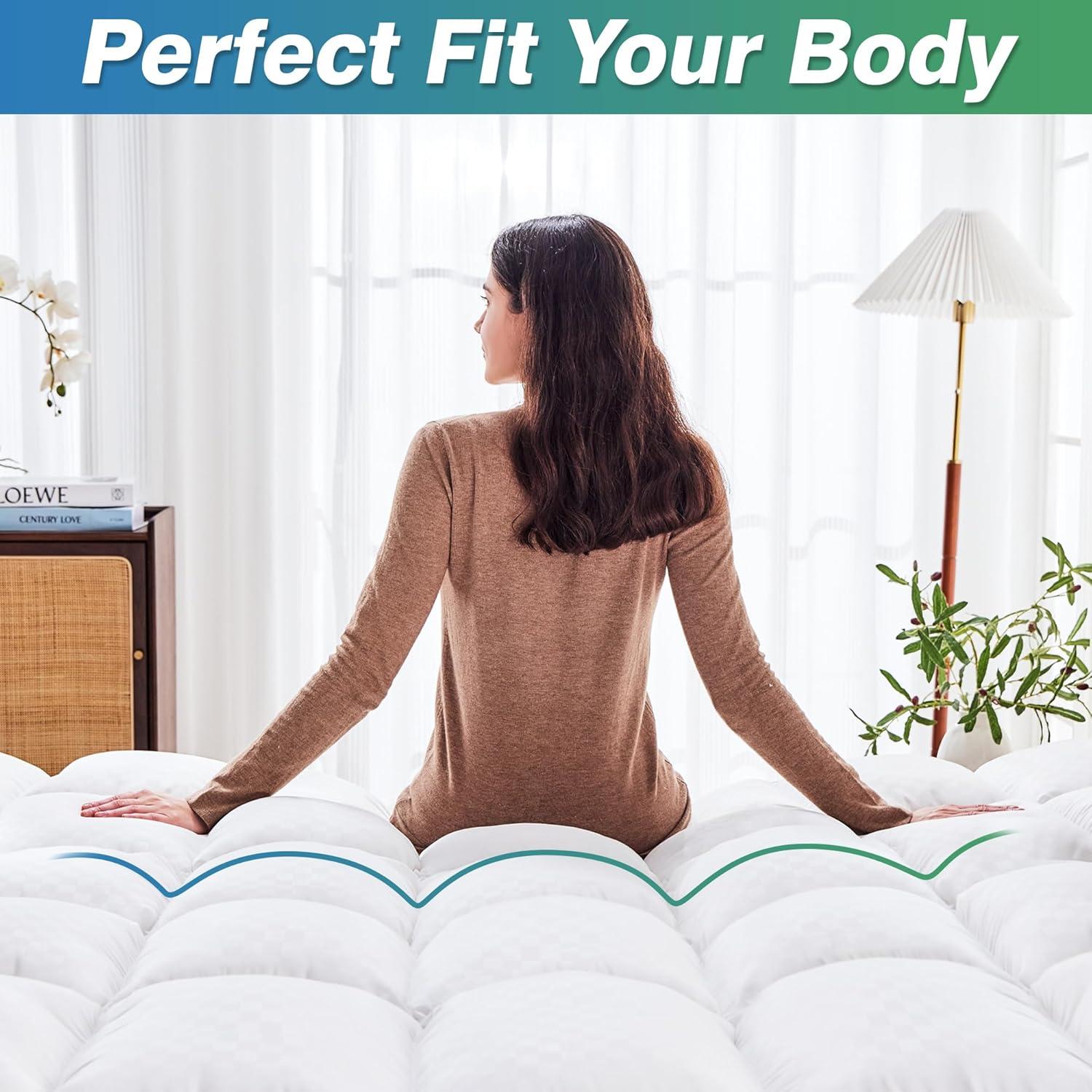 imageLunsing King Size Mattress Topper with 621 inches Deep Pocket 78x80 Inches White