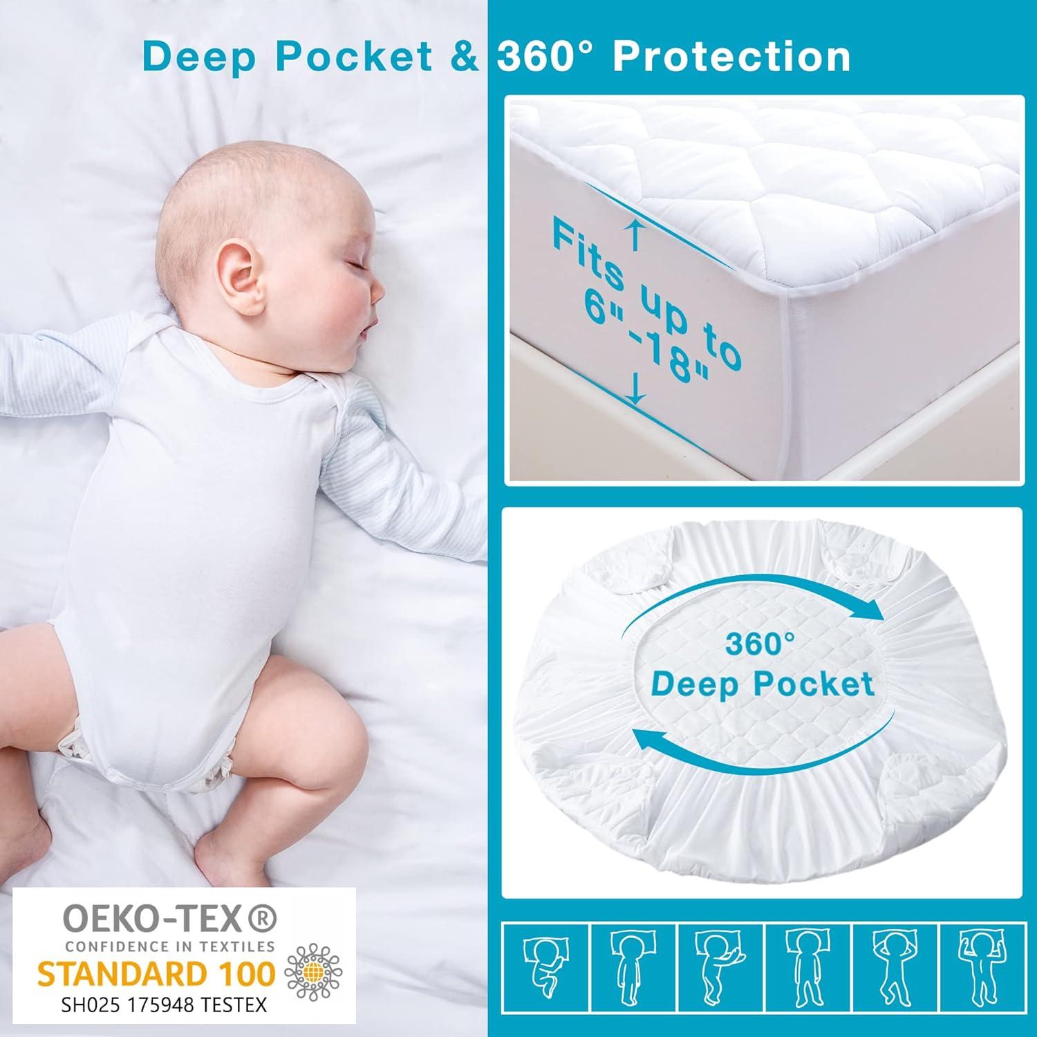 imageLunsing RV King Mattress Protector Soft Breathable Waterproof Narrow King Size Mattress Pad Cover 618 inches Deep Pocket White
