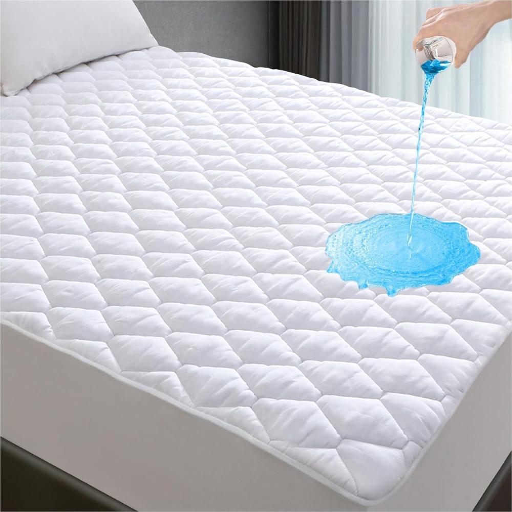 imageLunsing Full XL Waterproof Mattress Protector Soft Breathable Full Extra Long Size Mattress Pad Cover 616 inches Deep Pocket White