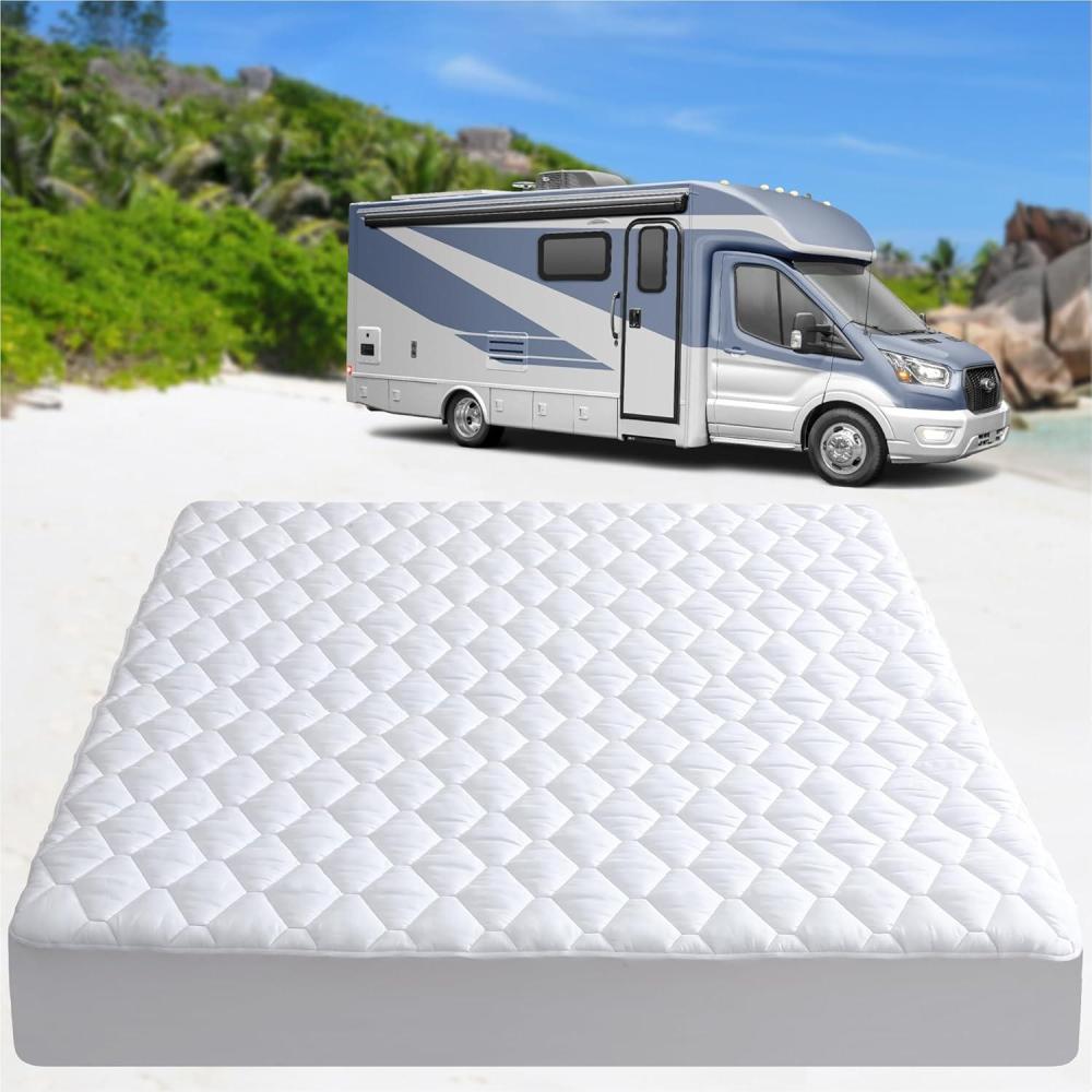 imageLunsing RV King Mattress Protector Soft Breathable Waterproof Narrow King Size Mattress Pad Cover 618 inches Deep Pocket White