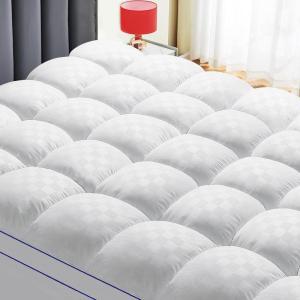 imageLunsing King Size Mattress Topper with 621 inches Deep Pocket 78x80 Inches White