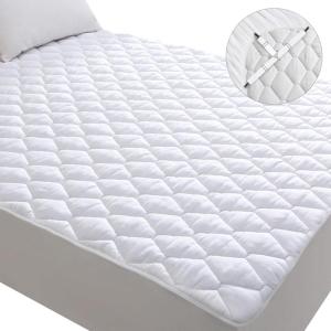 imageLunsing Twin Mattress Protector Soft Breathable Waterproof Twin Size Mattress Pad Cover 616 inches Deep Pocket 4 Straps WhiteWhite