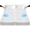 imageLunsing Queen Mattress Protector Soft Breathable Waterproof Queen Size Mattress Pad Cover 618 inches Deep Pocket GreyWhite