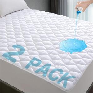 imageLunsing Queen Mattress Protector Soft Breathable Waterproof Queen Size Mattress Pad Cover 618 inches Deep Pocket GreyWhite