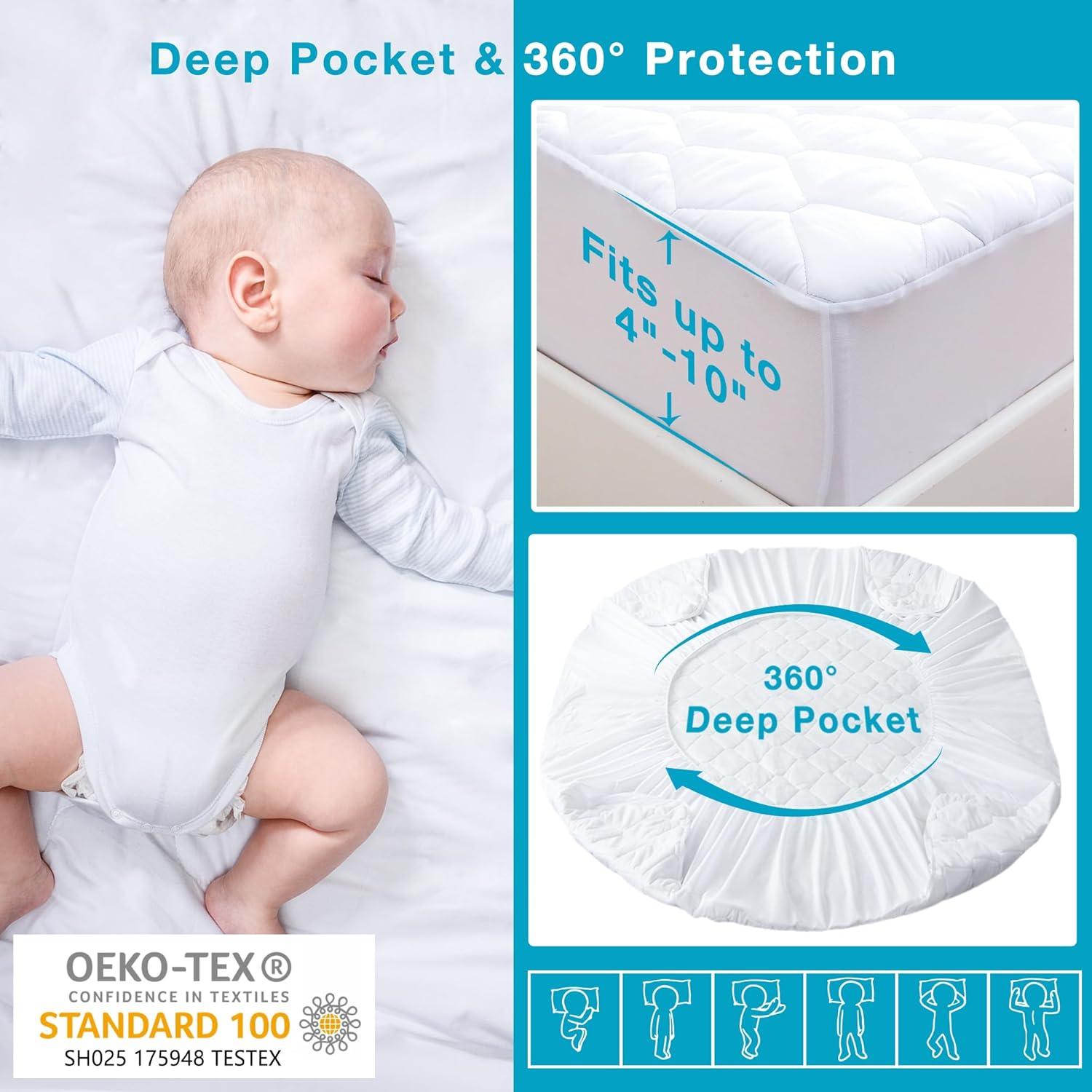 imageLunsing Queen Sleeper Sofa Bed Mattress Protector Soft Breathable Waterproof Queen Size Sofa Bed Mattress Pad Cover 410 inches Deep Pocket White