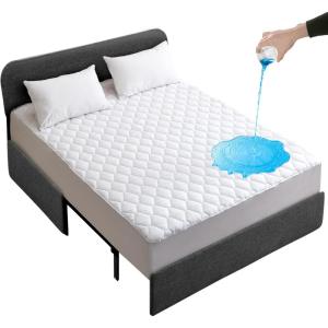 imageLunsing Queen Sleeper Sofa Bed Mattress Protector Soft Breathable Waterproof Queen Size Sofa Bed Mattress Pad Cover 410 inches Deep Pocket White